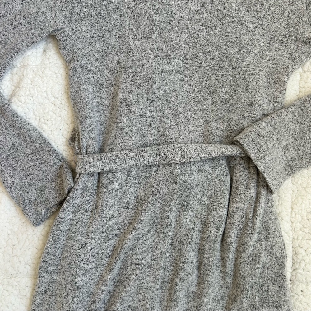 AERIE Comfy Gray Hooded Cardigan with Belt - Picture 14 of 15